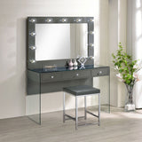 Afshan 3-drawer Vanity Set with Lighting Grey High Gloss - Tampa Furniture Outlet