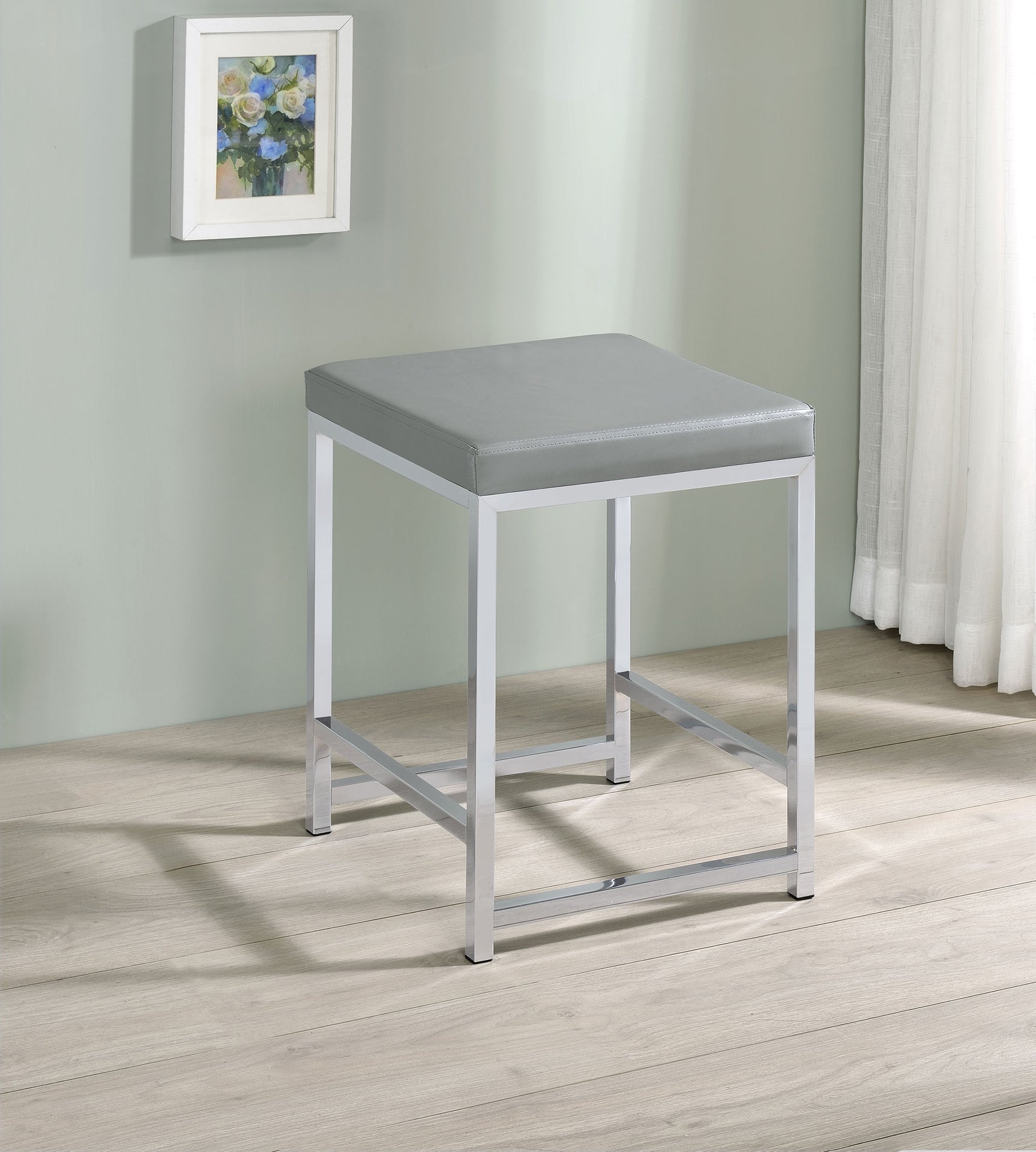 Umbridge Upholstered Square Padded Cushion Vanity Stool - Tampa Furniture Outlet
