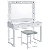 Umbridge Upholstered Square Padded Cushion Vanity Stool - Tampa Furniture Outlet