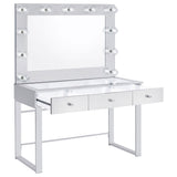 Umbridge 3-drawer Vanity Set with Lighting Chrome and White - Tampa Furniture Outlet