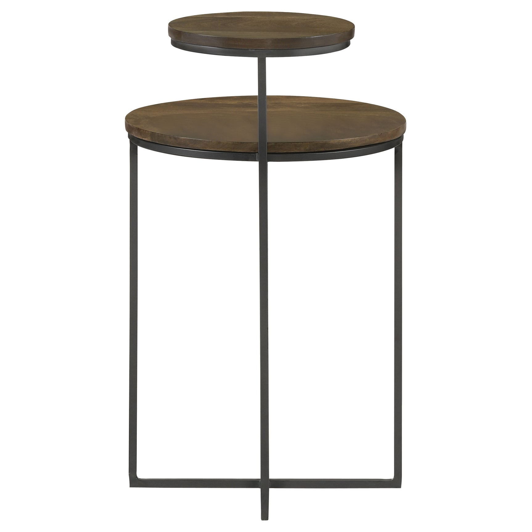 Yael Round Mango Wood Accent Side Table Natural and Gunmetal - Tampa Furniture Outlet