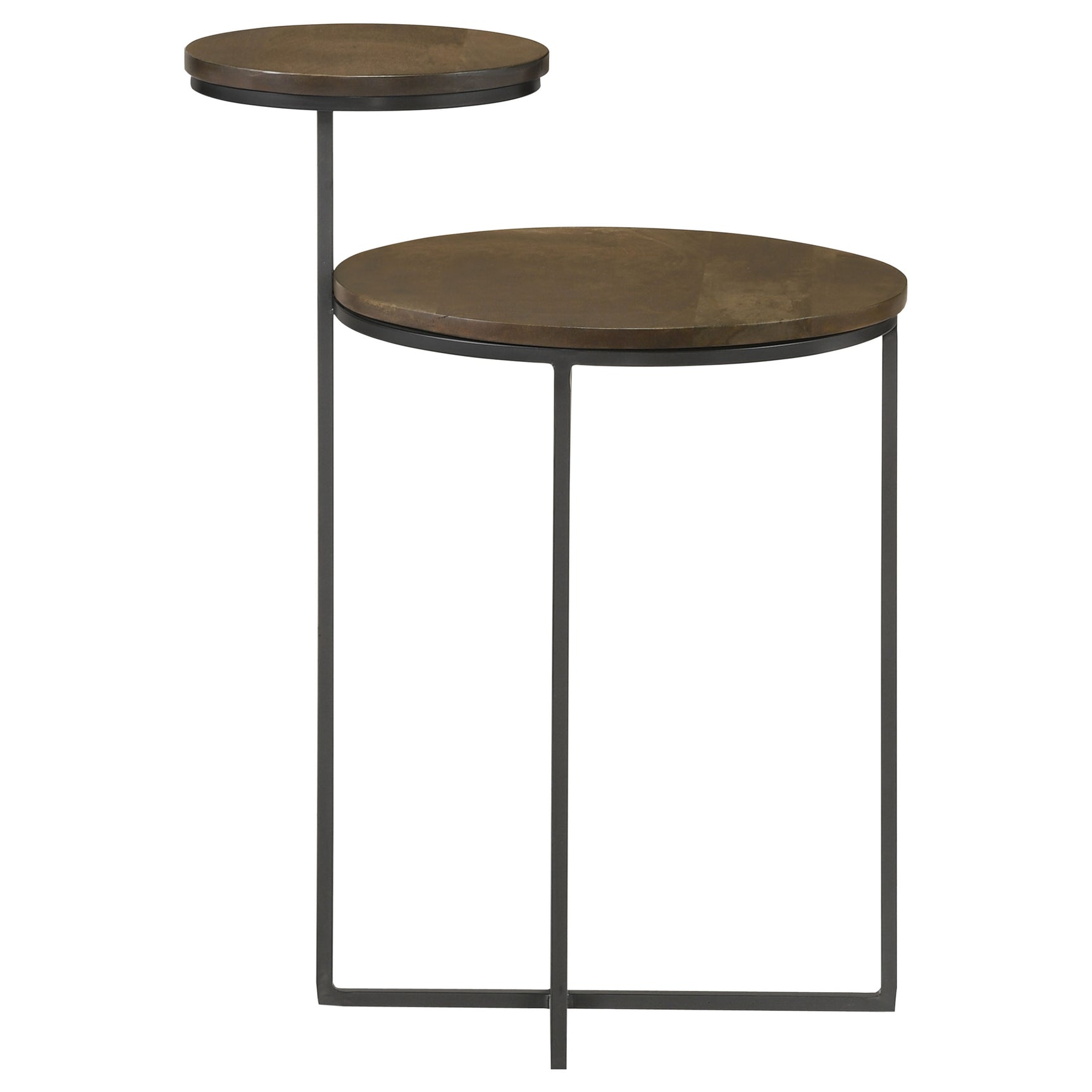 Yael Round Mango Wood Accent Side Table Natural and Gunmetal - Tampa Furniture Outlet