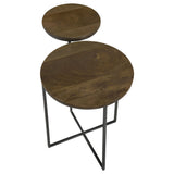 Yael Round Mango Wood Accent Side Table Natural and Gunmetal - Tampa Furniture Outlet