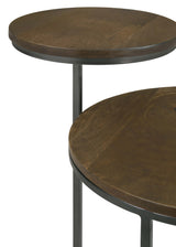 Yael Round Mango Wood Accent Side Table Natural and Gunmetal - Tampa Furniture Outlet