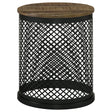 Tampa Furniture Outlet - Coaster - Aurora Round Drum Base Accent Side Table Natural and Black - 935990