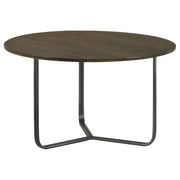 Tampa Furniture Outlet - Coaster - Yaritza Round Mango Wood Coffee Table Natural and Gunmetal - 935995