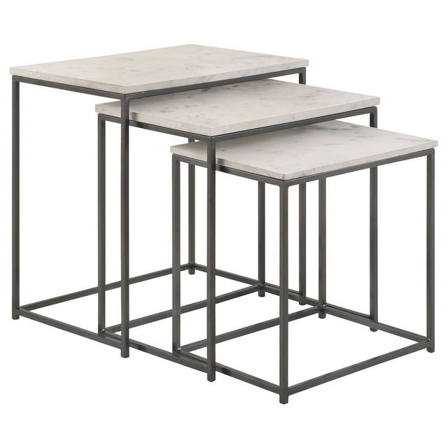 Tampa Furniture Outlet - Coaster - Medora 3-piece Marble Top Nesting Table Set White - 936016