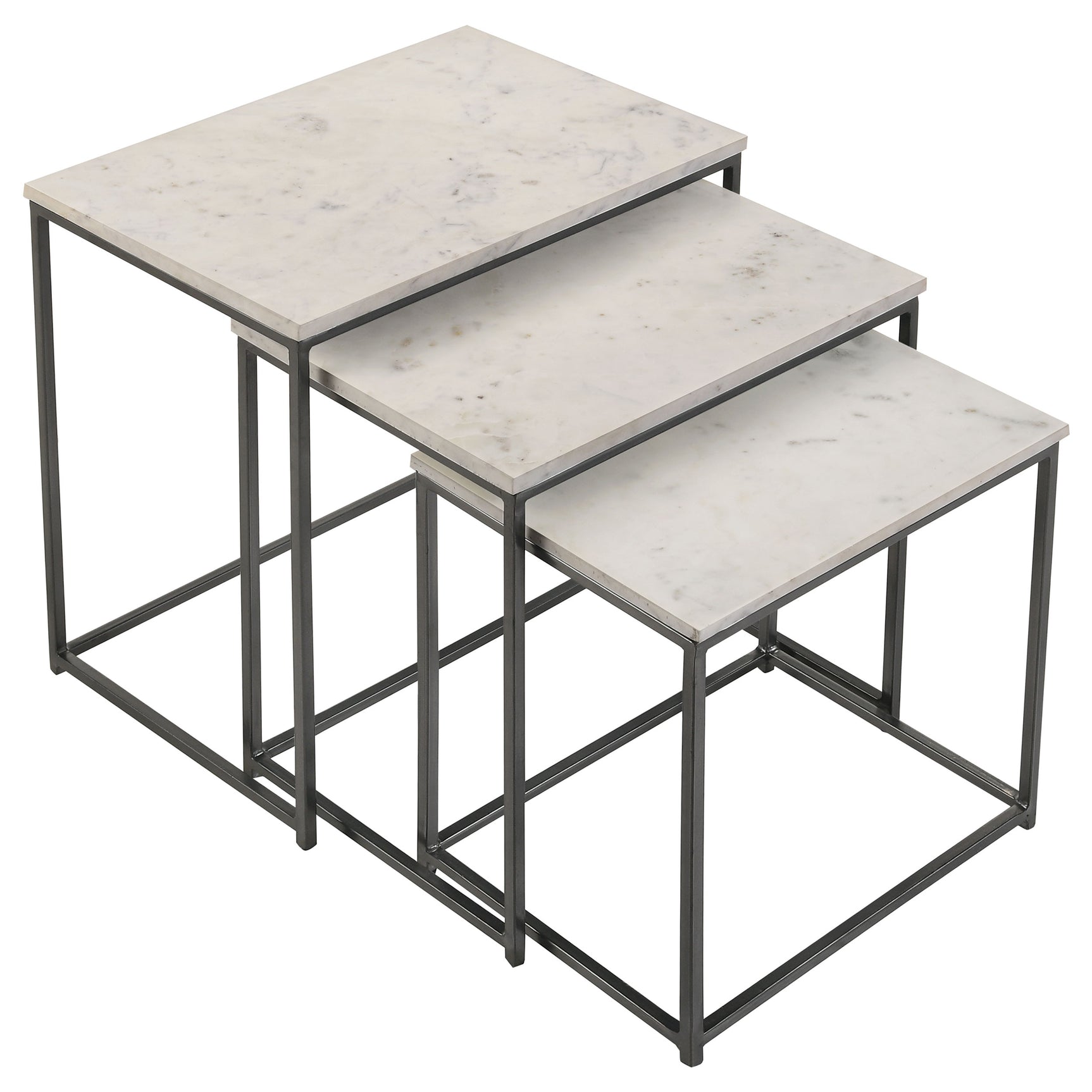 Medora 3-piece Marble Top Nesting Table Set White - Tampa Furniture Outlet