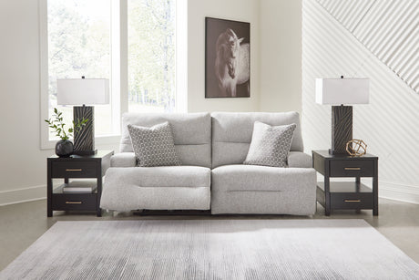 Tampa Furniture Outlet - Ashley Furniture - Acklen Place Sectional - 2-Piece Power Reclining Sectional Loveseat / Pewter - 93605S16