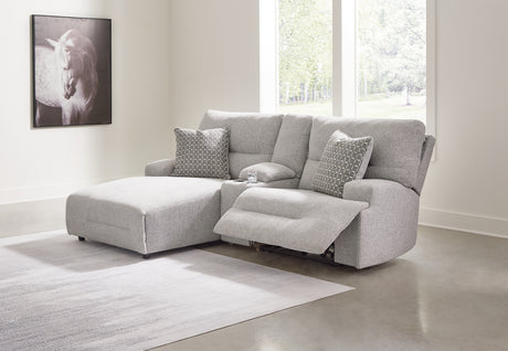 Tampa Furniture Outlet - Ashley Furniture - Acklen Place Sectional - 3-Piece Power Reclining Sectional Sofa with Chaise / Pewter - 93605S5