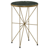 Tampa Furniture Outlet - Coaster - Eliska Round Green Marble Top Accent Side Table Antique Gold - 936061