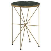Tampa Furniture Outlet - Coaster - Eliska Round Green Marble Top Accent Side Table Antique Gold - 936061