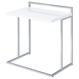 Dani Rectangular C-Shaped Sofa Side Table White High Gloss - Tampa Furniture Outlet