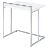 Dani Rectangular C-Shaped Sofa Side Table White High Gloss - Tampa Furniture Outlet