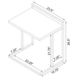 Dani Rectangular C-Shaped Sofa Side Table White High Gloss - Tampa Furniture Outlet