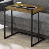 Dani Rectangular C-Shaped Sofa Side Table Rustic Nutmeg - Tampa Furniture Outlet