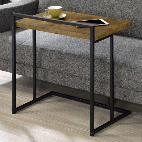 Dani Rectangular C-Shaped Sofa Side Table Rustic Nutmeg - Tampa Furniture Outlet
