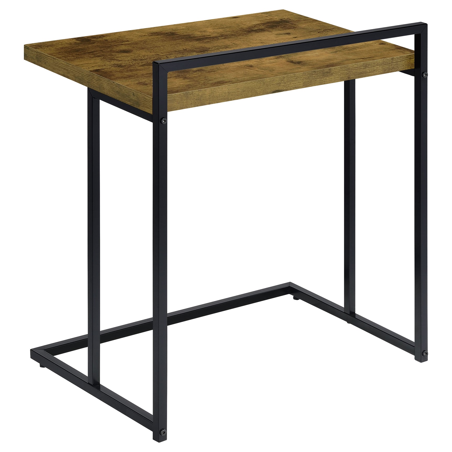 Dani Rectangular C-Shaped Sofa Side Table Rustic Nutmeg - Tampa Furniture Outlet