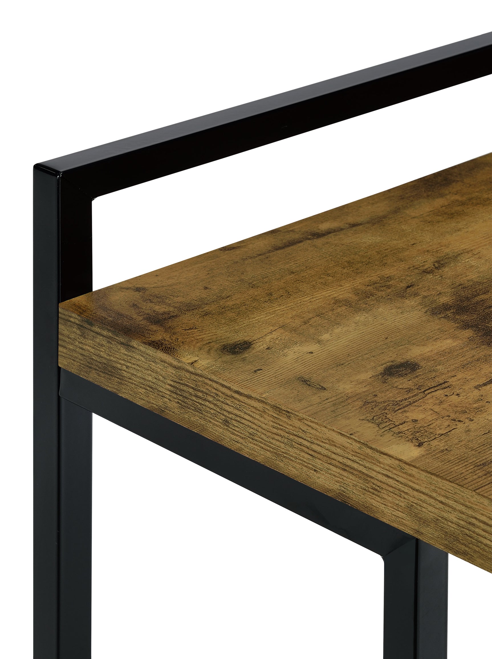Dani Rectangular C-Shaped Sofa Side Table Rustic Nutmeg - Tampa Furniture Outlet