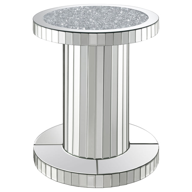 Tampa Furniture Outlet - Coaster - Dorielle Round Mirrored Acrylic Crystal Side Table Silver - 936125