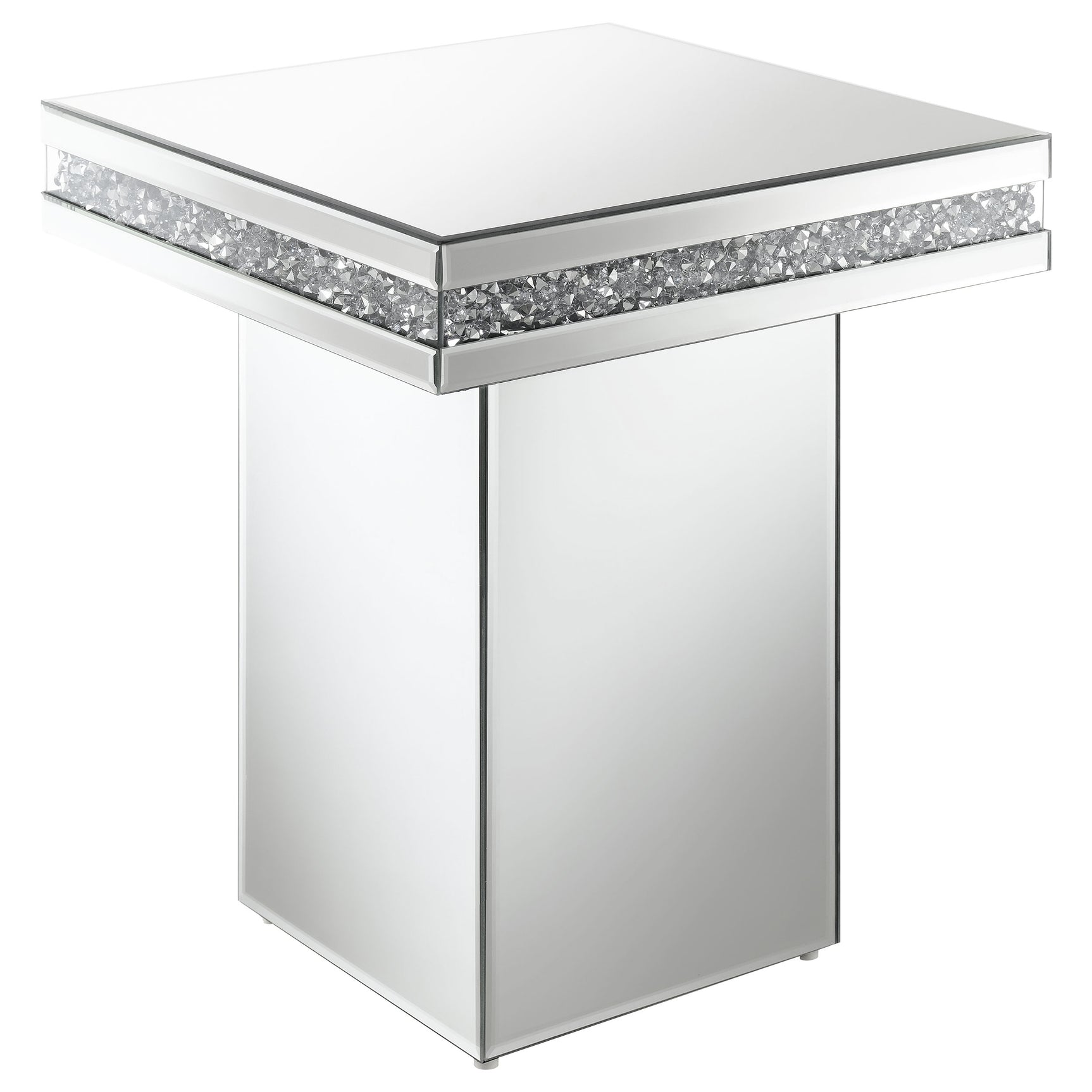 Tampa Furniture Outlet - Coaster - Elora Square Mirrored Accent Side Table Silver - 936137