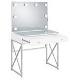 Eliza Vanity Set with Lighting & Stool White and Chrome - Tampa Furniture Outlet