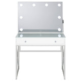 Eliza Vanity Set with Lighting & Stool White and Chrome - Tampa Furniture Outlet