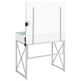 Eliza Vanity Set with Lighting & Stool White and Chrome - Tampa Furniture Outlet