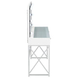 Eliza Vanity Set with Lighting & Stool White and Chrome - Tampa Furniture Outlet