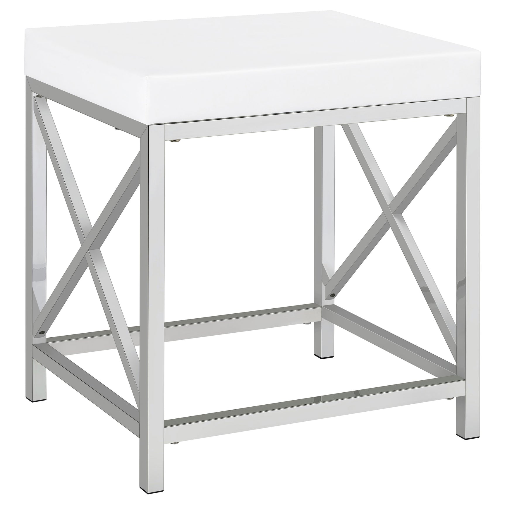 Eliza Vanity Set with Lighting & Stool White and Chrome - Tampa Furniture Outlet