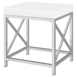 Eliza Vanity Set with Lighting & Stool White and Chrome - Tampa Furniture Outlet