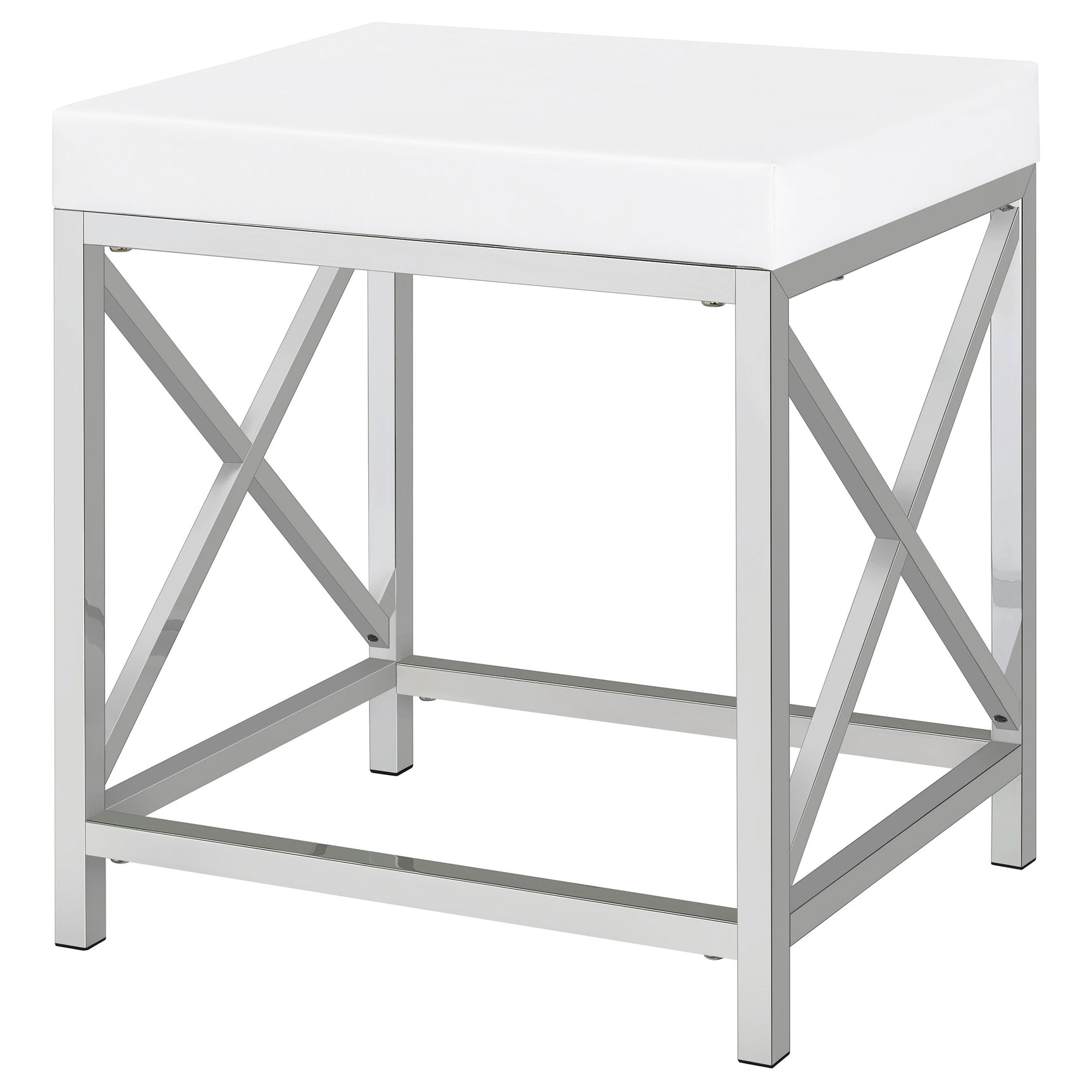 Eliza Vanity Set with Lighting & Stool White and Chrome - Tampa Furniture Outlet
