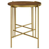 Malka 2-piece Round Wood Nesting Table Dark Brown and Gold - Tampa Furniture Outlet