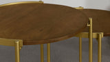 Malka 2-piece Round Wood Nesting Table Dark Brown and Gold - Tampa Furniture Outlet