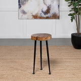 Keith Round Solid Tree Trunk Side Table Natural and Black - Tampa Furniture Outlet