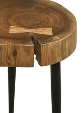 Keith Round Solid Tree Trunk Side Table Natural and Black - Tampa Furniture Outlet