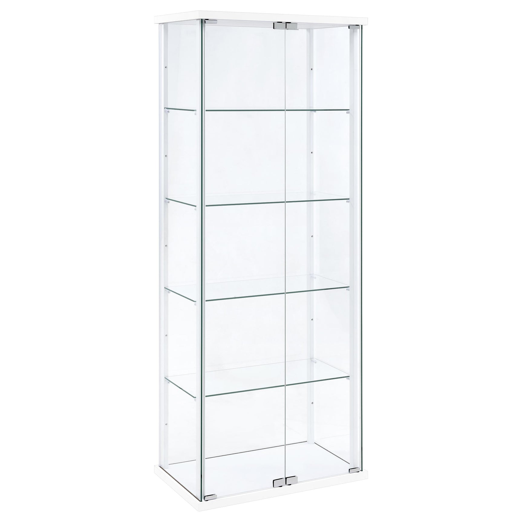 Tampa Furniture Outlet - Coaster - Delphinium 4-Shelf Clear Glass Curio Display Cabinet White - 950170WHT
