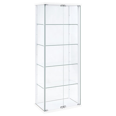 Tampa Furniture Outlet - Coaster - Delphinium 4-Shelf Clear Glass Curio Display Cabinet White - 950170WHT