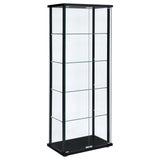 Tampa Furniture Outlet - Coaster - Delphinium 4-Shelf Clear Glass Curio Display Cabinet Black - 950170