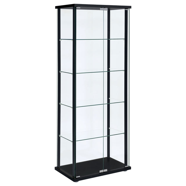 Tampa Furniture Outlet - Coaster - Delphinium 4-Shelf Clear Glass Curio Display Cabinet Black - 950170