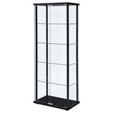 Delphinium 4-Shelf Clear Glass Curio Display Cabinet Black - Tampa Furniture Outlet