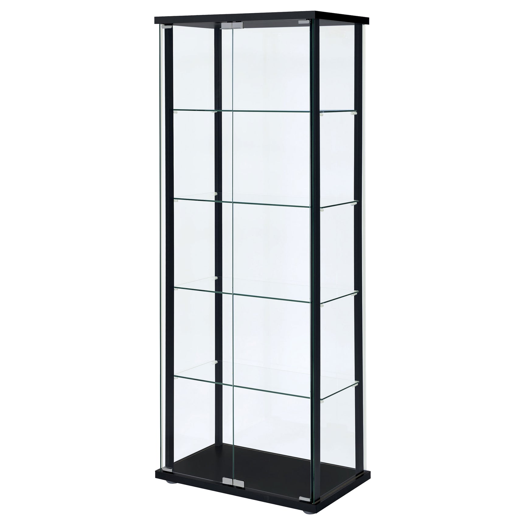 Delphinium 4-Shelf Clear Glass Curio Display Cabinet Black - Tampa Furniture Outlet