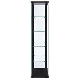 Delphinium 4-Shelf Clear Glass Curio Display Cabinet Black - Tampa Furniture Outlet