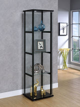 Cyclamen 4-shelf Clear Glass Curio Display Cabinet Black - Tampa Furniture Outlet