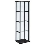 Tampa Furniture Outlet - Coaster - Cyclamen 4-shelf Clear Glass Curio Display Cabinet Black - 950171