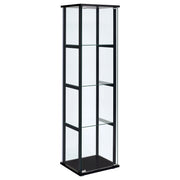 Tampa Furniture Outlet - Coaster - Cyclamen 4-shelf Clear Glass Curio Display Cabinet Black - 950171