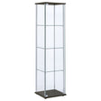 Tampa Furniture Outlet - Coaster - Bellatrix 3-shelf Clear Glass Curio Cabinet Cappuccino - 950172