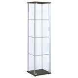 Tampa Furniture Outlet - Coaster - Bellatrix 3-shelf Clear Glass Curio Cabinet Cappuccino - 950172
