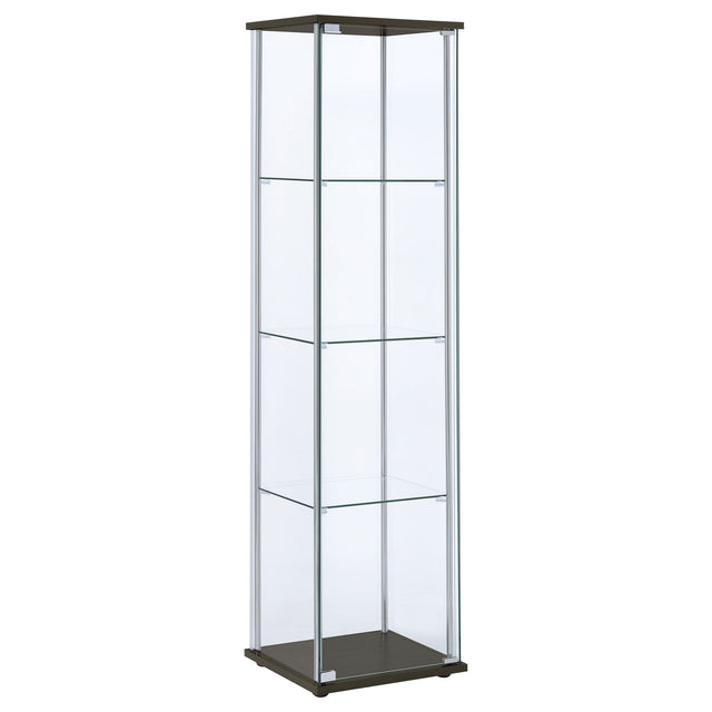 Tampa Furniture Outlet - Coaster - Bellatrix 3-shelf Clear Glass Curio Cabinet Cappuccino - 950172