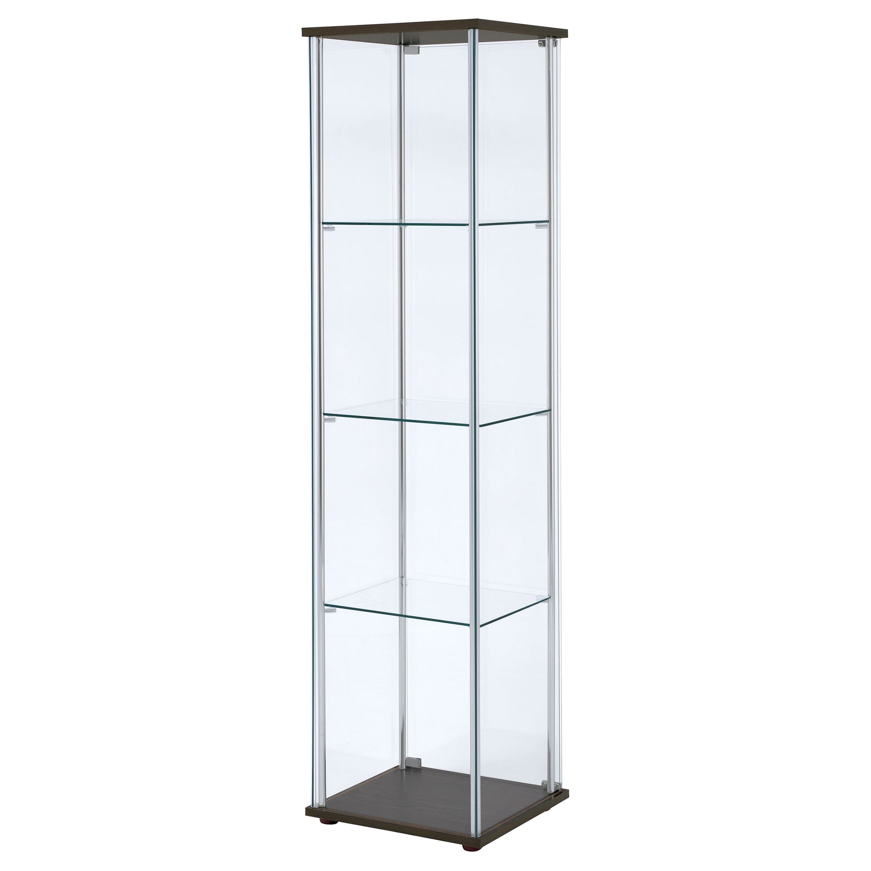 Bellatrix 3-shelf Clear Glass Curio Cabinet Cappuccino - Tampa Furniture Outlet